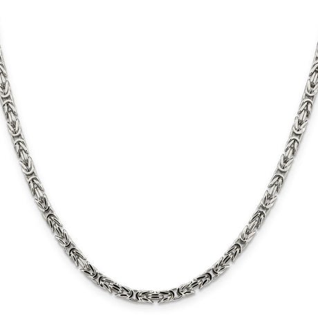 925 White Gold 3.25 mm Polished Chain Necklace, Solid