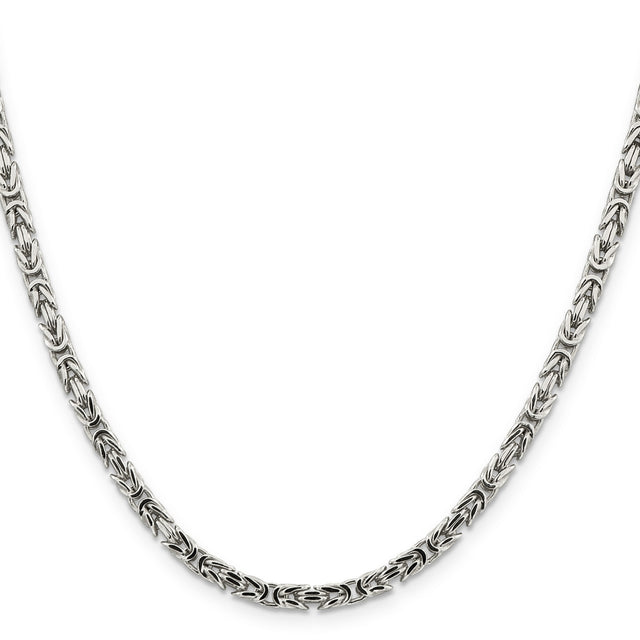 925 White Gold 3.25 mm Polished Chain Necklace, Solid