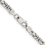 925 White Gold 3.25 mm Polished Chain Necklace, Solid alternate angle