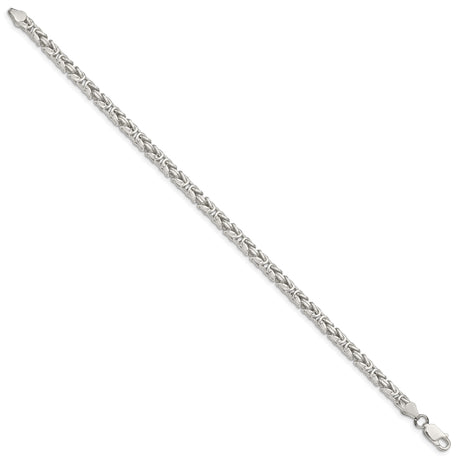 925 White Gold 3.25 mm Polished Chain Bracelet, Solid