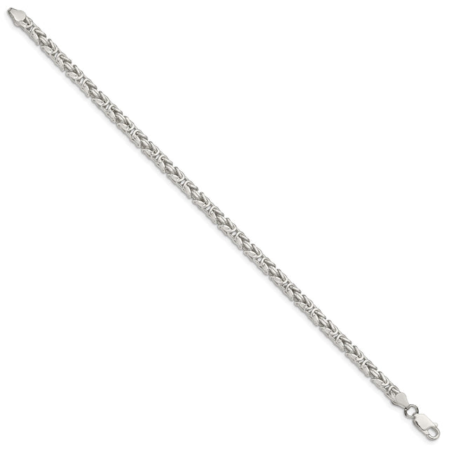 925 White Gold 3.25 mm Polished Chain Bracelet, Solid