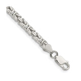925 White Gold 3.25 mm Polished Chain Bracelet, Solid shown for scale