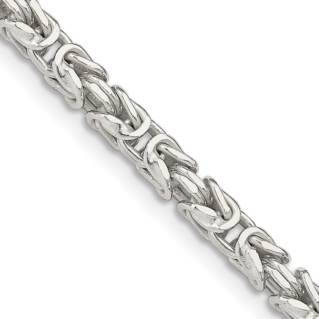 925 White Gold 3.25 mm Polished Chain Necklace, Solid detail view