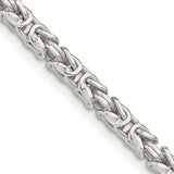 925 White Gold 3.25 mm Polished Chain Necklace, Solid detail view
