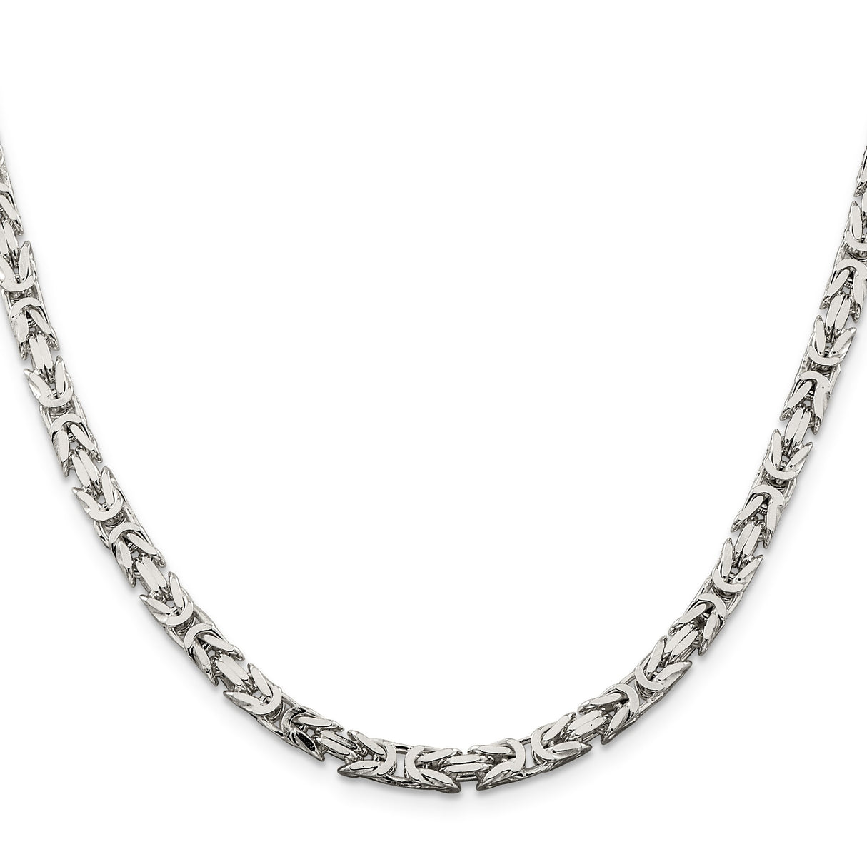 925 White Gold 4.25 mm Polished Chain Necklace, Solid