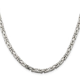 925 White Gold 4.25 mm Polished Chain Necklace, Solid