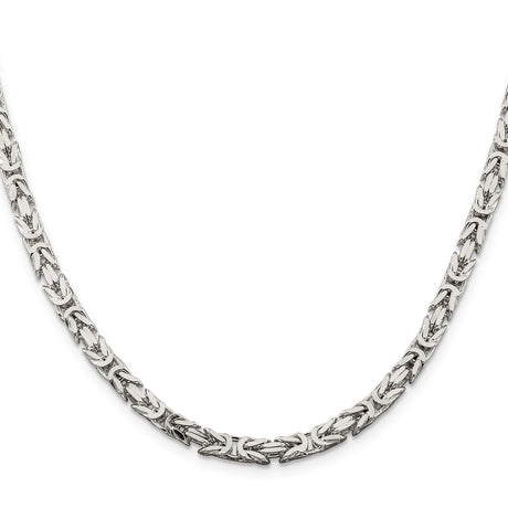 925 White Gold 4.25 mm Polished Chain Necklace, Solid