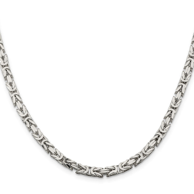925 White Gold 4.25 mm Polished Chain Necklace, Solid