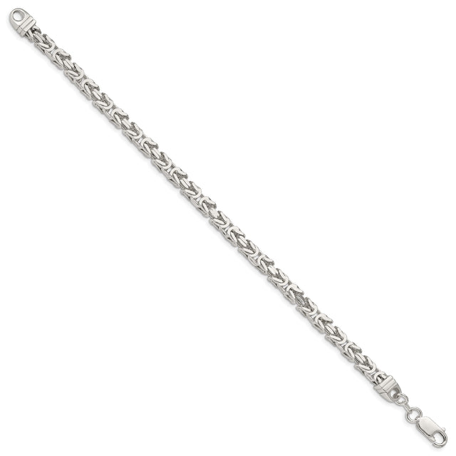 925 White Gold 4.25 mm Polished Chain Bracelet, Solid