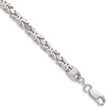 925 White Gold 4.25 mm Polished Chain Bracelet, Solid shown for scale