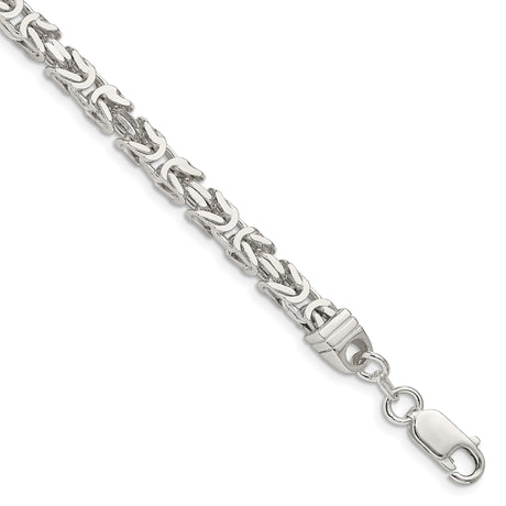 925 White Gold 4.25 mm Polished Chain Bracelet, Solid shown for scale