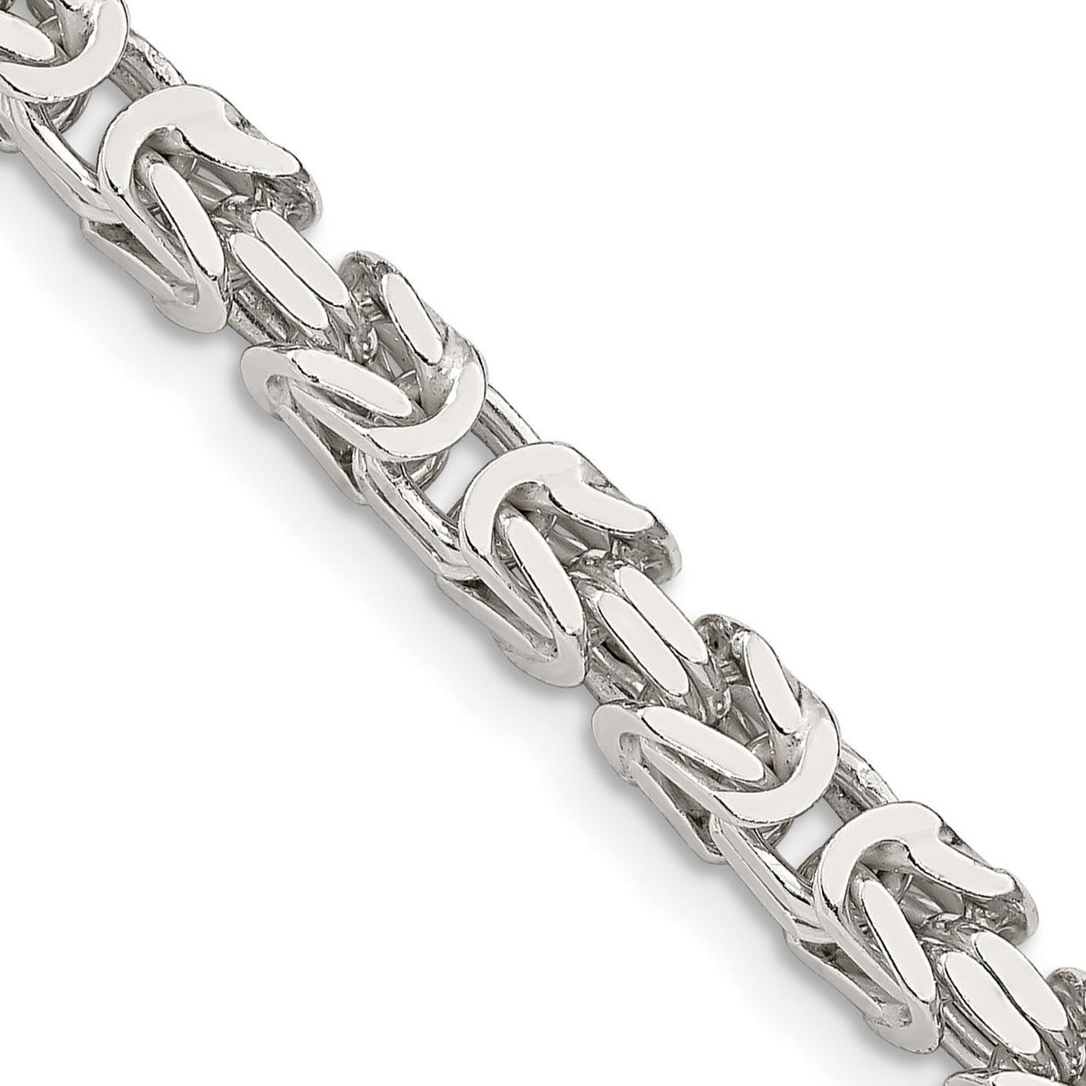 925 White Gold 4.25 mm Polished Chain Necklace, Solid detail view