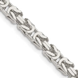 925 White Gold 4.25 mm Polished Chain Necklace, Solid detail view