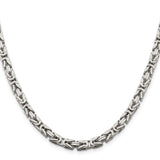 925 White Gold 5 mm Polished Chain Necklace, Solid