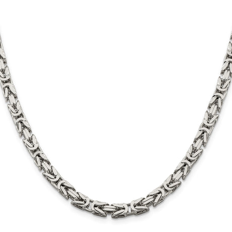 925 White Gold 5 mm Polished Chain Necklace, Solid
