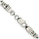 925 White Gold 5 mm Polished Chain Necklace, Solid alternate angle