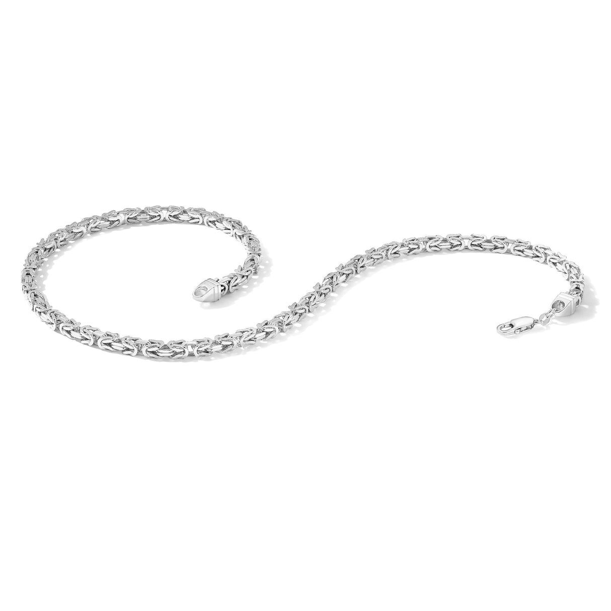 925 White Gold 5 mm Polished Chain Necklace, Solid detail view