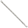 925 White Gold 5 mm Polished Chain Bracelet, Solid