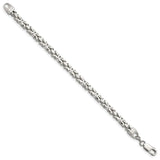 925 White Gold 5 mm Polished Chain Bracelet, Solid