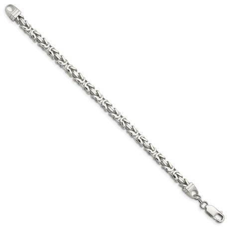 925 White Gold 5 mm Polished Chain Bracelet, Solid