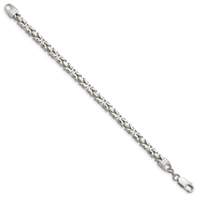 925 White Gold 5 mm Polished Chain Bracelet, Solid