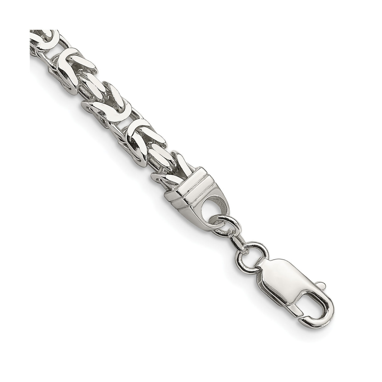 925 White Gold 5 mm Polished Chain Bracelet, Solid shown for scale
