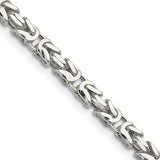 925 White Gold 5 mm Polished Chain Necklace, Solid detail view