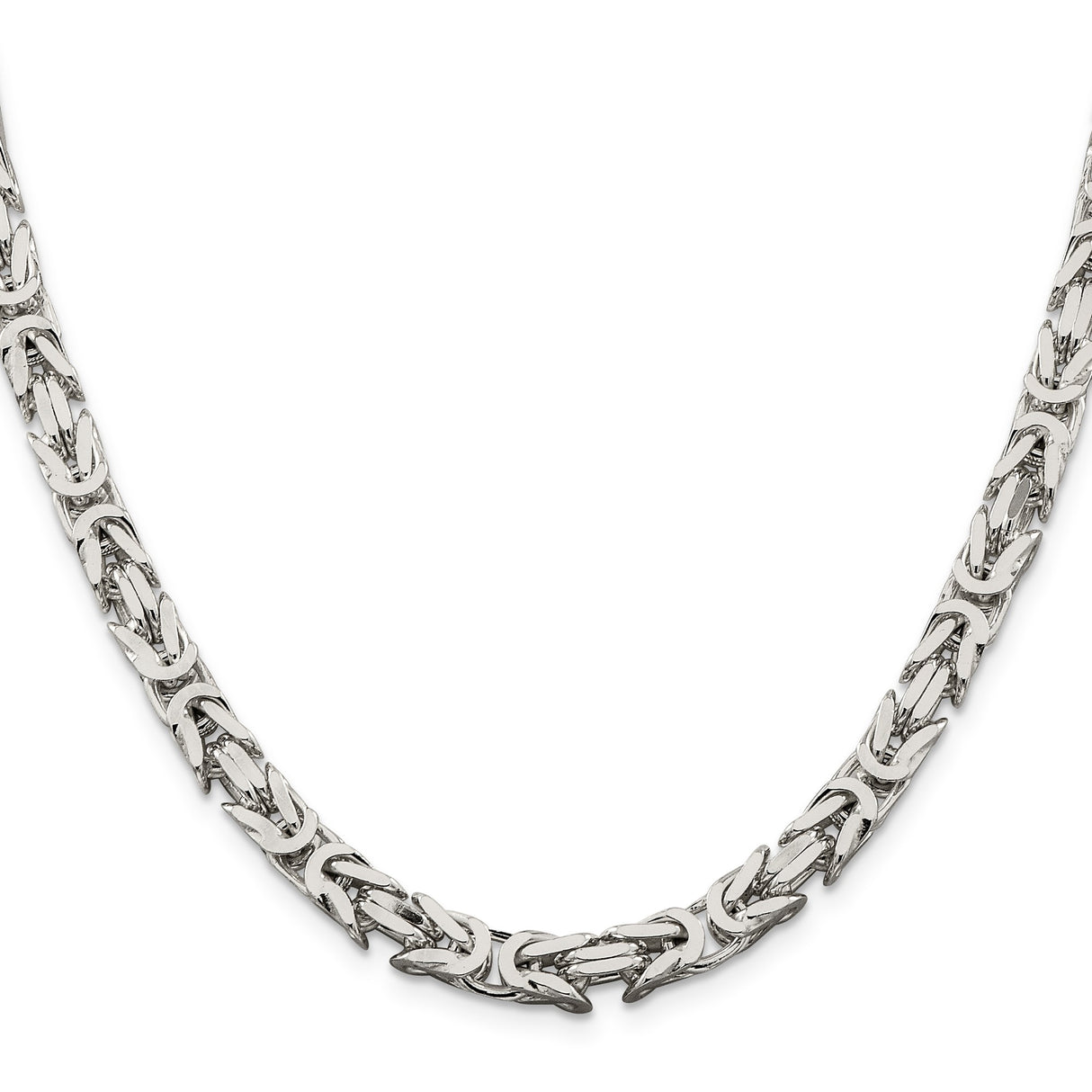 925 White Gold 6 mm Polished Chain Necklace, Solid