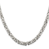 925 White Gold 6 mm Polished Chain Necklace, Solid