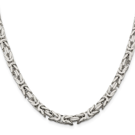 925 White Gold 6 mm Polished Chain Necklace, Solid