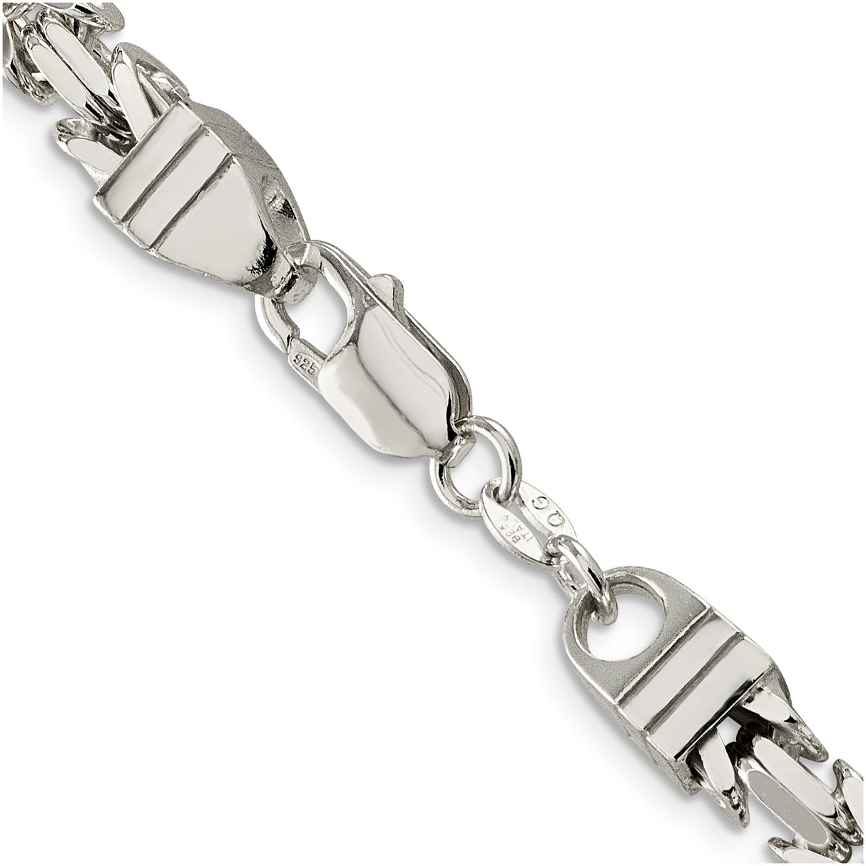 925 White Gold 6 mm Polished Chain Necklace, Solid alternate angle