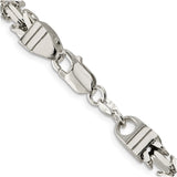 925 White Gold 6 mm Polished Chain Necklace, Solid alternate angle