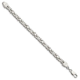 925 White Gold 6 mm Polished Chain Bracelet, Solid