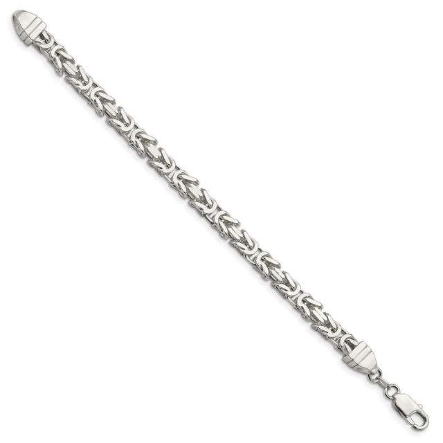 925 White Gold 6 mm Polished Chain Bracelet, Solid