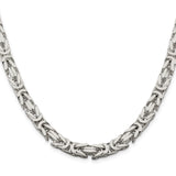 925 White Gold 7.5 mm Polished Chain Necklace, Solid