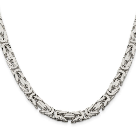 925 White Gold 7.5 mm Polished Chain Necklace, Solid