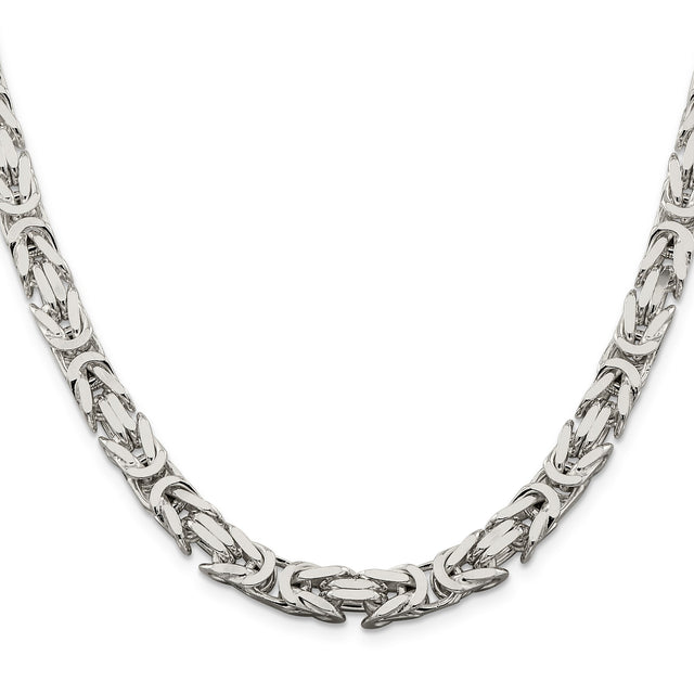 925 White Gold 7.5 mm Polished Chain Necklace, Solid