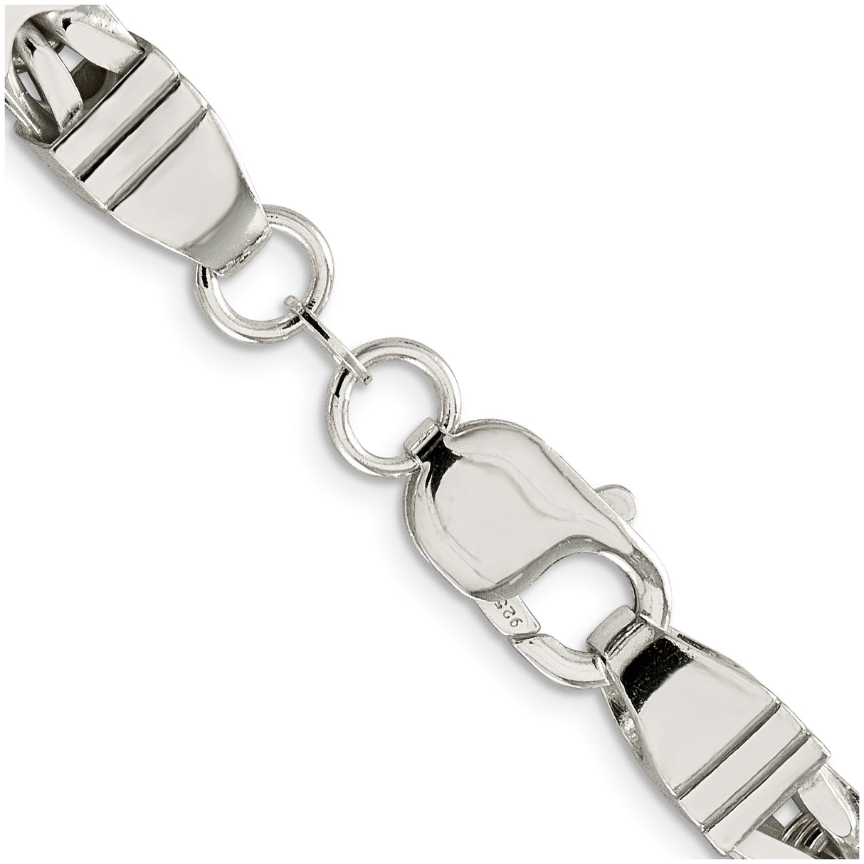 925 White Gold 7.5 mm Polished Chain Necklace, Solid alternate angle