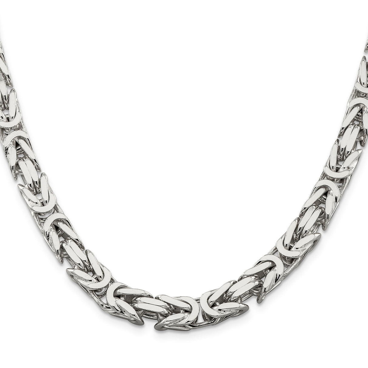 925 White Gold 8.25 mm Polished Chain Necklace, Solid