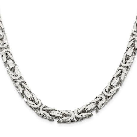 925 White Gold 8.25 mm Polished Chain Necklace, Solid