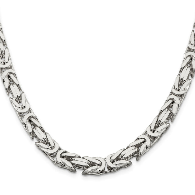 925 White Gold 8.25 mm Polished Chain Necklace, Solid