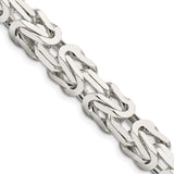 925 White Gold 8.25 mm Polished Chain Necklace, Solid detail view