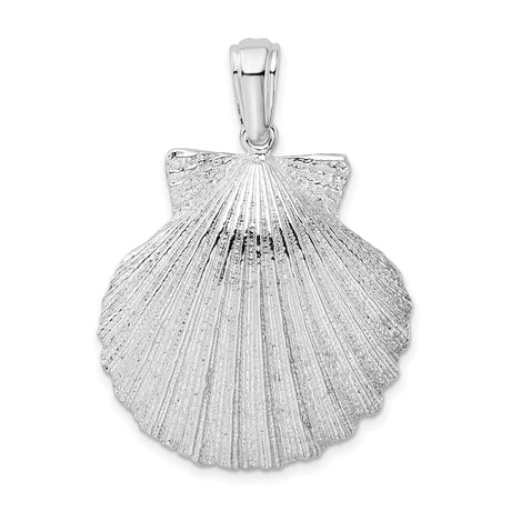 Sterling Silver Scallop Shell Pendant, Textured Camino Santiago Symbol, Spiritual Beach Jewelry
