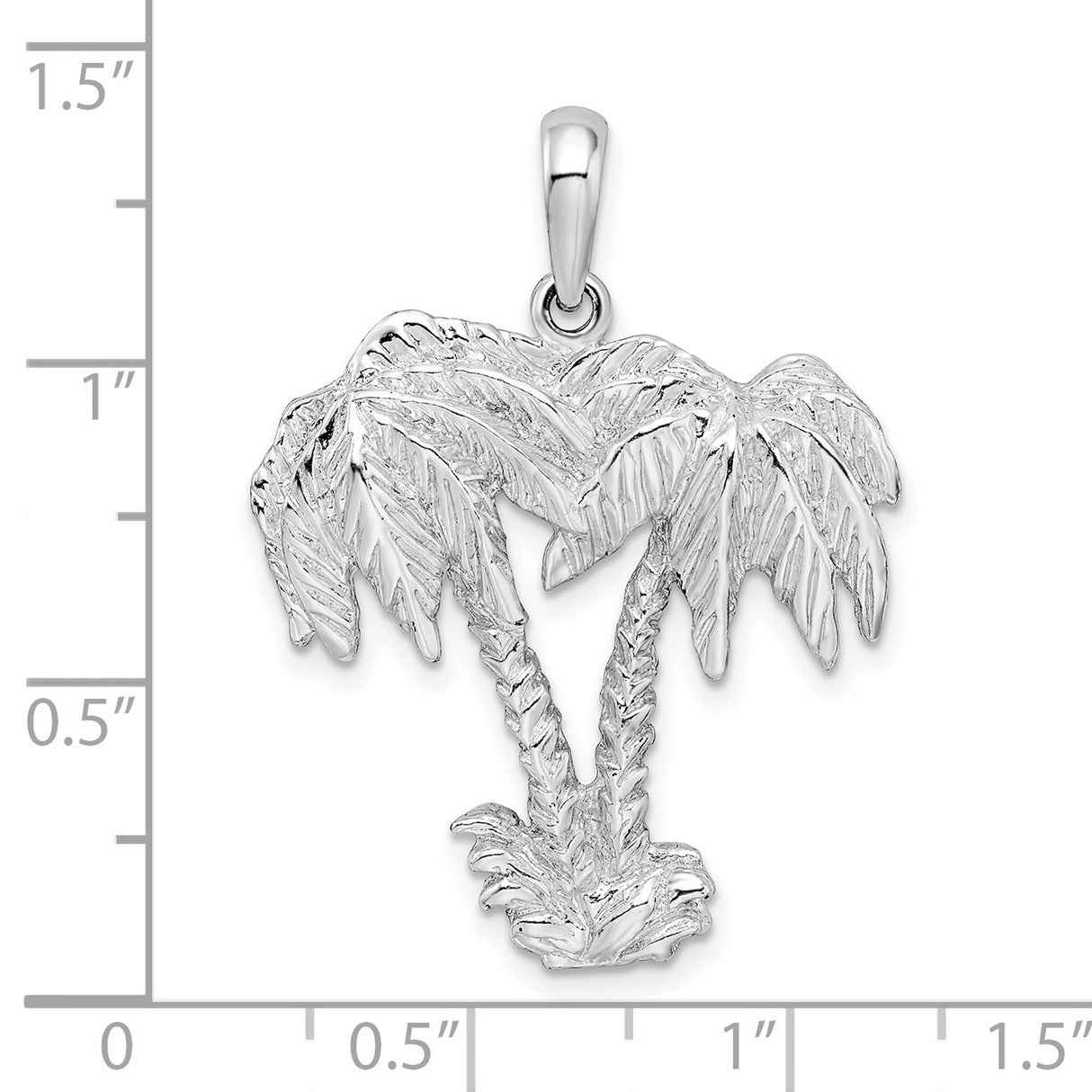 Sterling Silver Double Palm Tree Pendant, Textured Tropical Beach Jewelry for Women or Unisex Wear