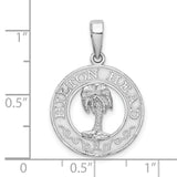 Sterling Silver Pendant with Palm Tree Design, Round Hilton Head Island Charm