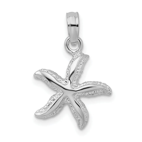 Sterling Silver Starfish Pendant with Textured Details, Ocean Style Nautical Jewelry for Women