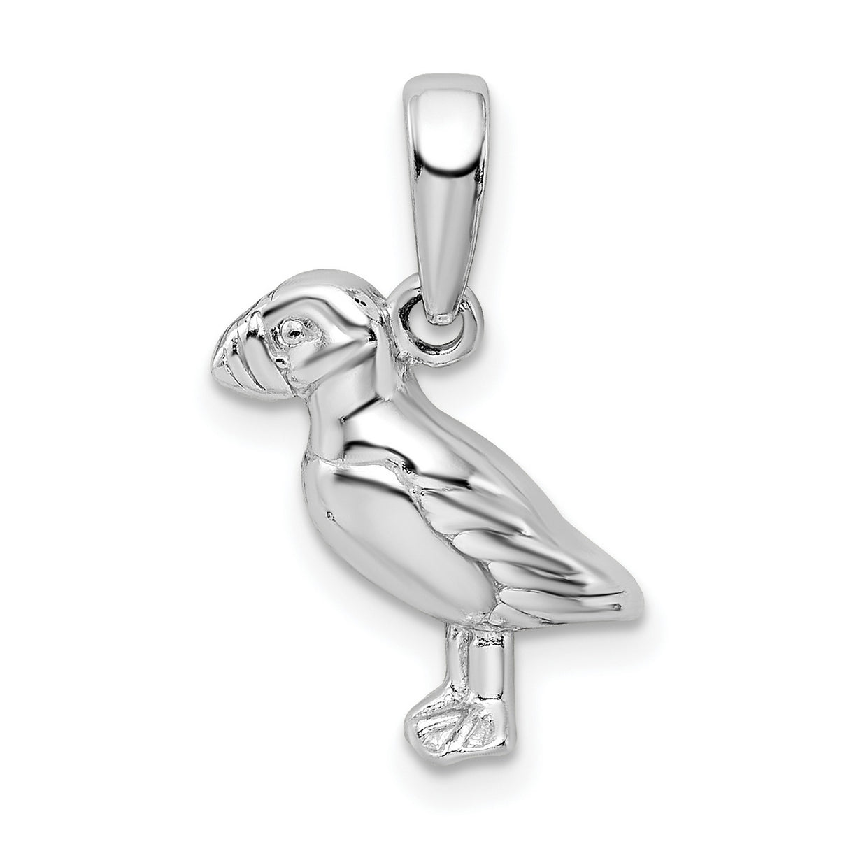 Sterling Silver Puffin Pendant, Detailed 3D Bird Charm, Coastal Wildlife Theme for Women or Unisex