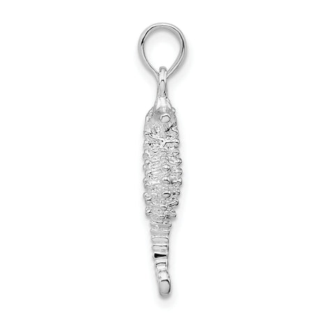 Sterling Silver Seahorse Pendant with Textured Marine Life Design for Women