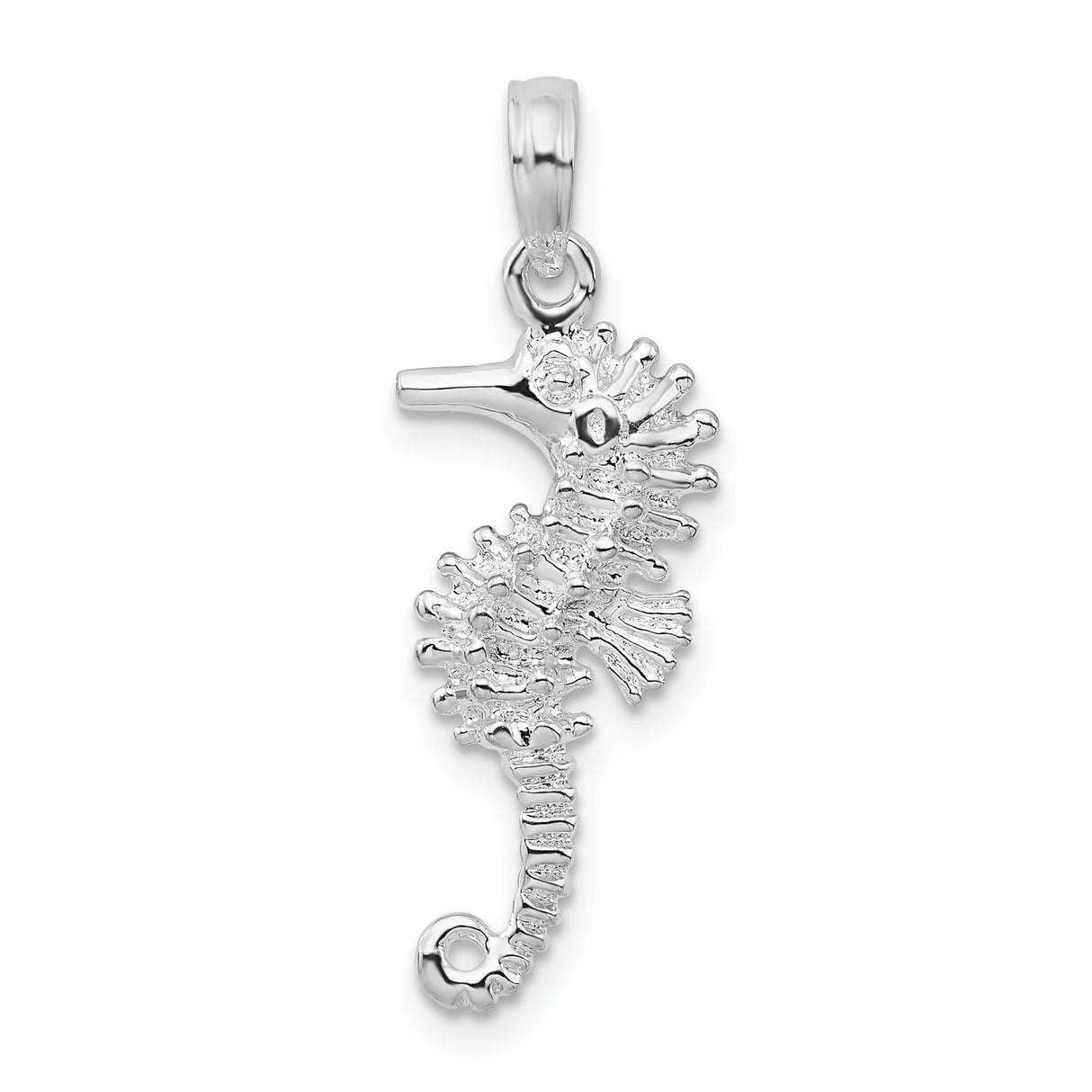 Sterling Silver Seahorse Pendant with Textured Marine Life Design for Women
