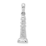 Sterling Silver Lighthouse Pendant, 3D Nautical Charm with Textured Detail for Women or Unisex
